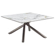 Carvell Square Coffee Table top view showing mirage white sintered stone