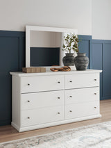 Bostwick Shoals White Dresser And Mirror front angle view