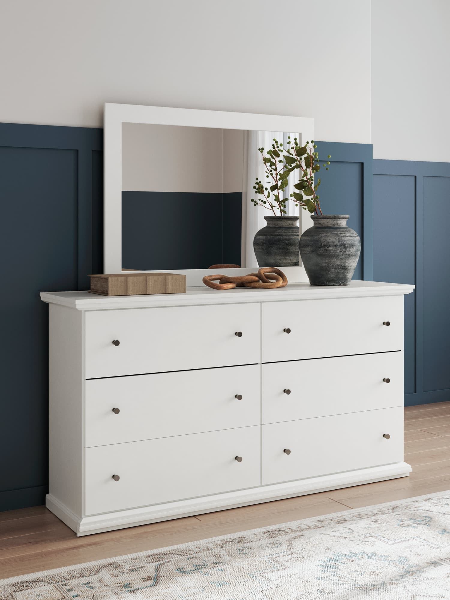 Bostwick Shoals White Dresser And Mirror front angle view
