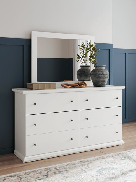 Bostwick Shoals White Dresser And Mirror front angle view