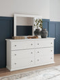 Bostwick Shoals White Dresser And Mirror front angle view