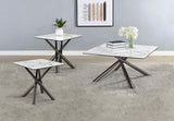 Carvell 3-piece square coffee and end table set in Mirage White, front view