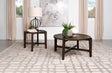 Cota 2-piece solid wood coffee and end table set dark brown front view