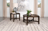 Cota 2-piece solid wood coffee and end table set dark brown front view