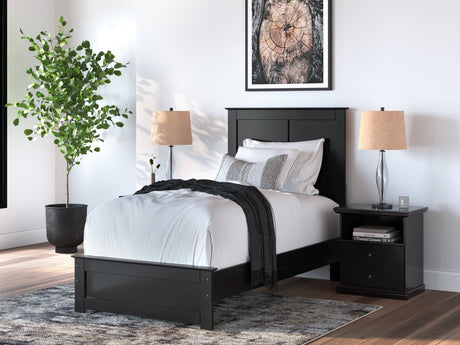 Maribel Black Twin Panel Bed front angle