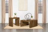 Odilia 2-piece solid wood coffee and end table set in auburn finish, front view