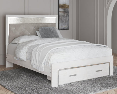 Altyra White Queen Upholstered Storage Bed front view
