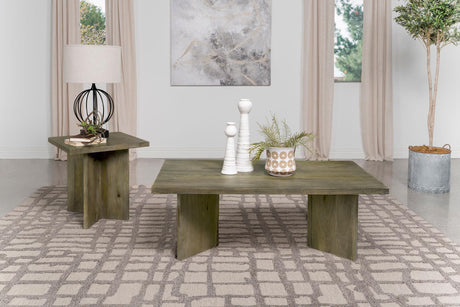 Andando 2-piece Mango Wood Coffee and End Table Set with coffee table angled front view