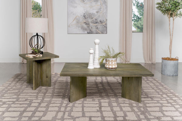 Andando 2-piece Mango Wood Coffee and End Table Set with coffee table angled front view