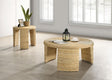 Artina 2-piece rattan coffee and end table set natural, angled front view