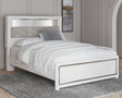Altyra White Queen Panel Bookcase Bed - front angle view with LED lighting
