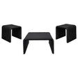 Cahya 3-piece black rattan coffee and end table set, side angle