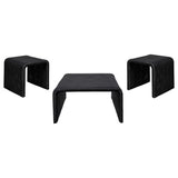 Cahya 3-piece black rattan coffee and end table set, side angle