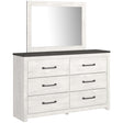 Gerridan White and Gray dresser and mirror front view