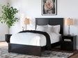 Maribel Black Full Panel Bed front view with headboard and footboard
