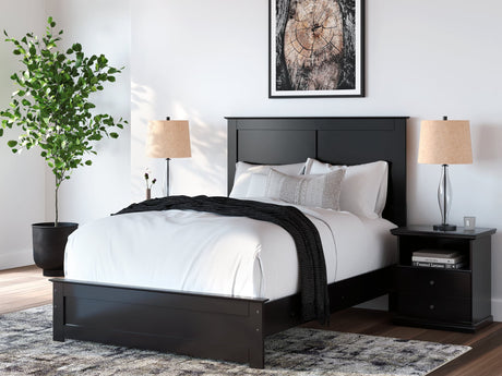 Maribel Black Full Panel Bed front view with headboard and footboard