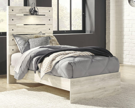 Cambeck Whitewash Twin Panel Bed - angled front view