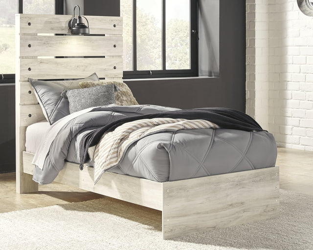 Cambeck Whitewash Twin Panel Bed - angled front view