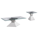 Jenny 2-piece contemporary coffee and end table set in chrome, front view