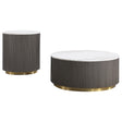 Jason 2-piece round white marble coffee and end table set front view
