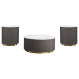 Jason 3-piece Round Marble Coffee and End Table Set front view