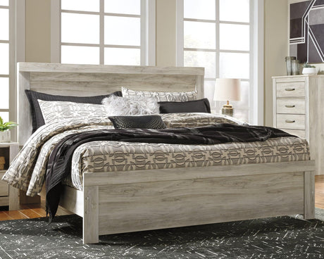Bellaby Whitewash King Panel Bed angled view showing headboard