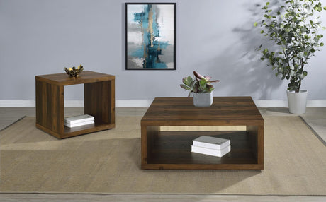 Frisco 2-piece Coffee and End Table Set Dark Pine front view