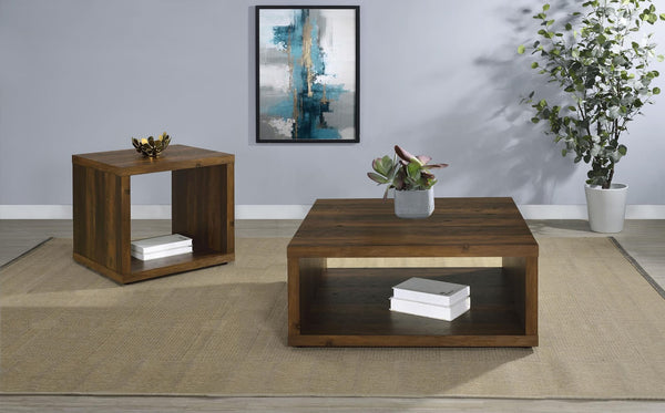 Frisco 2-piece Coffee and End Table Set Dark Pine front view
