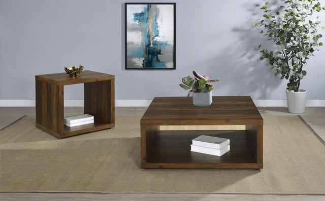 Frisco 2-piece Coffee and End Table Set Dark Pine front view