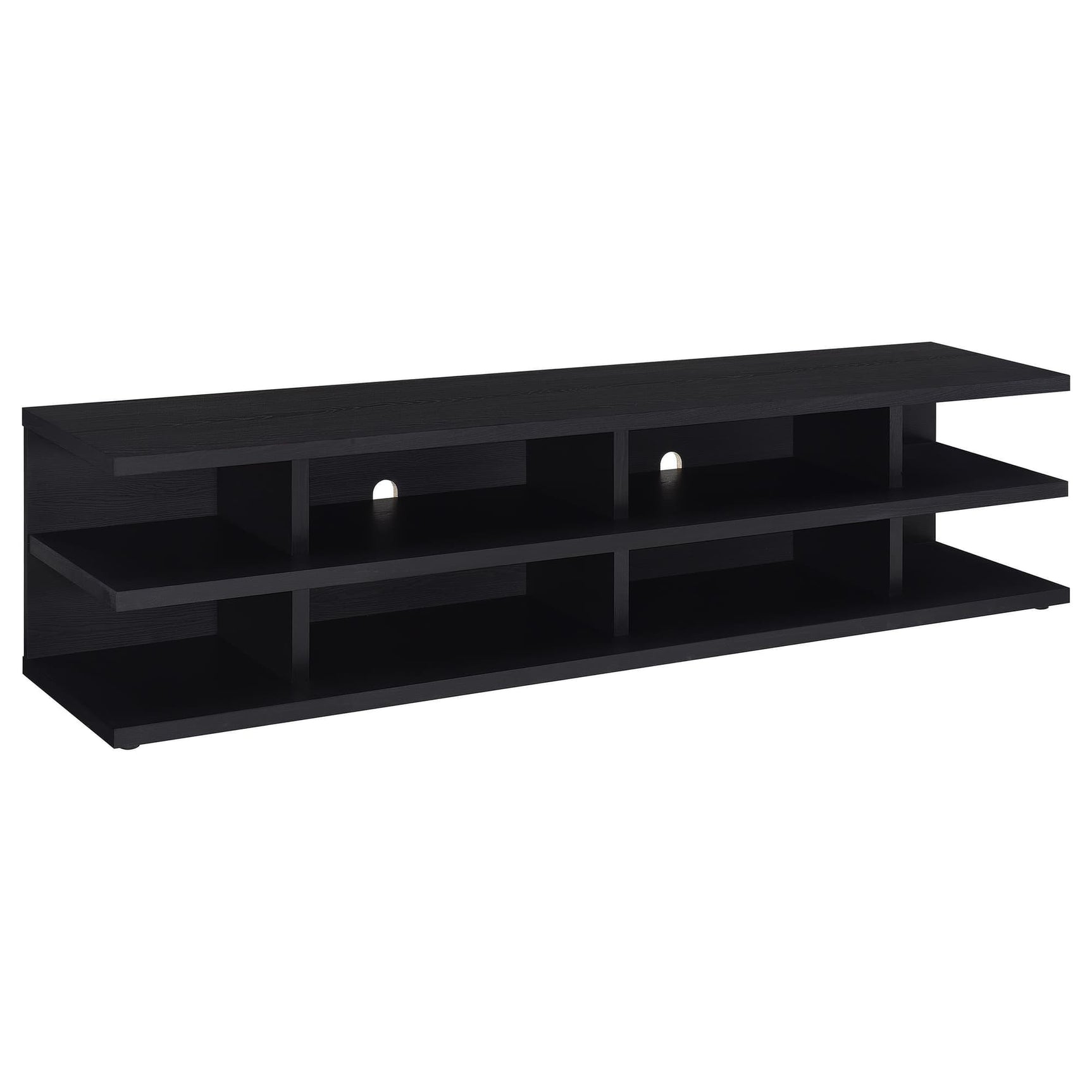 Cartmill 78-inch black 2-tier TV stand front view