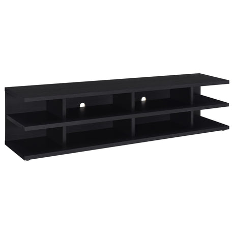 Cartmill 78-inch black 2-tier TV stand front view