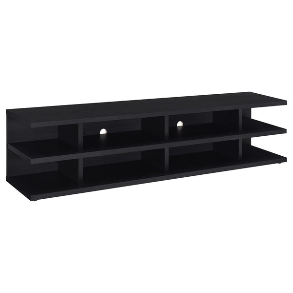 Cartmill 78-inch black 2-tier TV stand front view