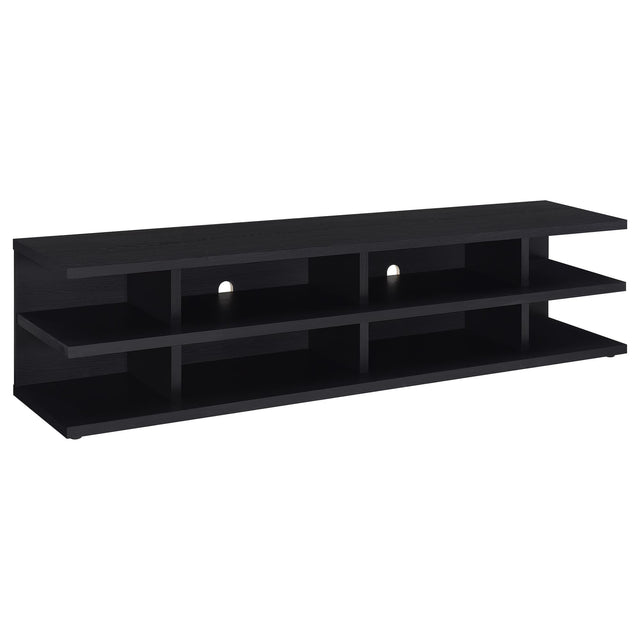 Cartmill 78-inch black 2-tier TV stand front view