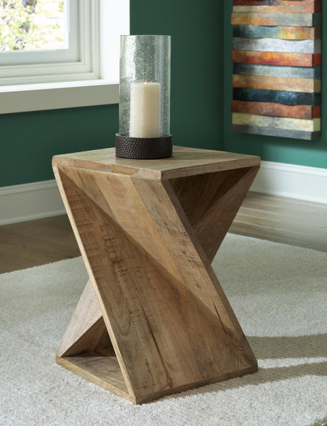 Zalemont Distressed Brown Accent Table front view