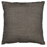 Edelmont black and linen striped pillow front view