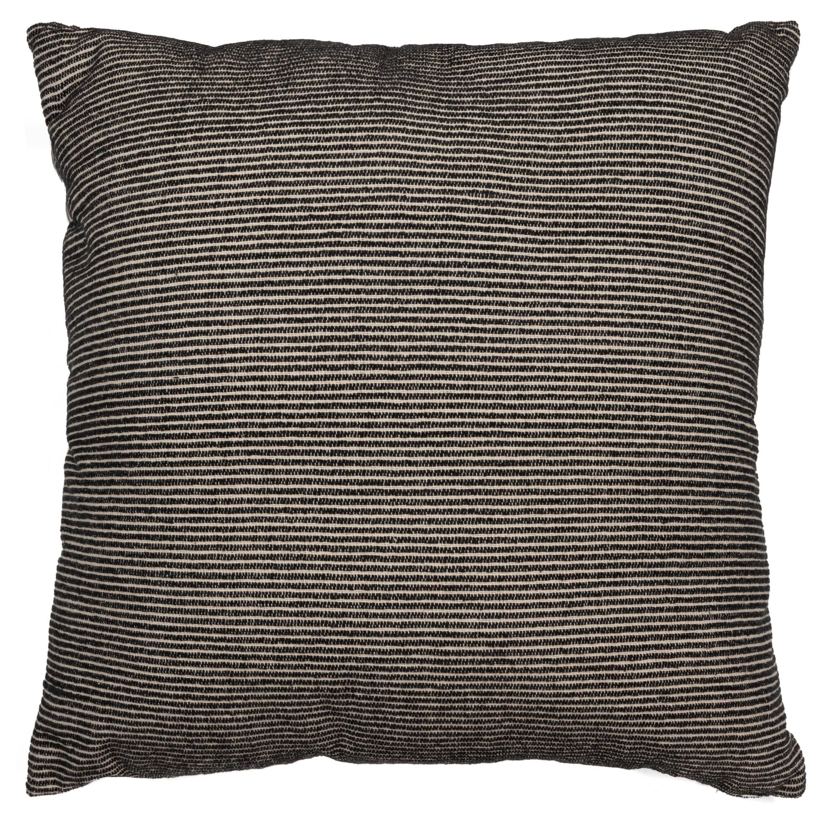 Edelmont black and linen striped pillow front view