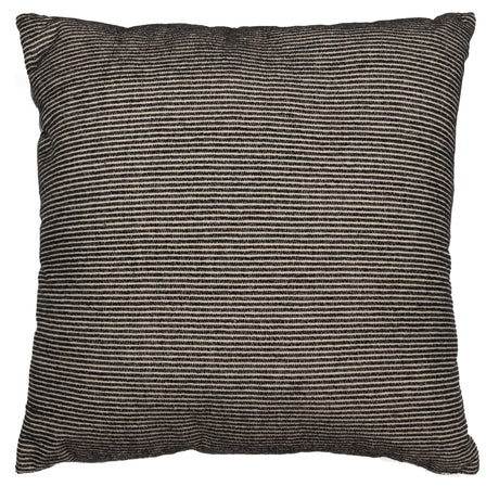 Edelmont black and linen striped pillow front view