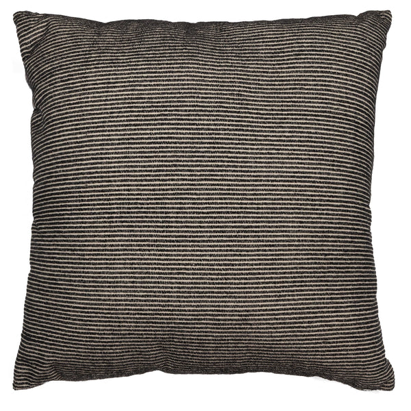 Edelmont black and linen striped pillow front view