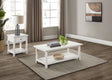 Payne 2-piece white coffee table and 1-drawer end table set front view