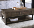 Johurst Grayish Brown Lift-Top Coffee Table front view
