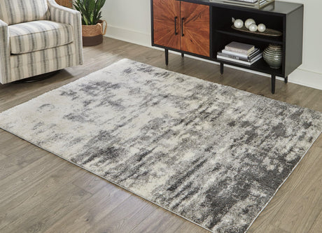 Gerdie Cream and Gray rug laid flat showing abstract pattern