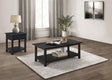 Payne 2-piece coffee and 1-drawer end table set in Java finish, front view
