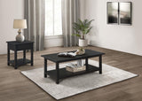 Payne 2-piece coffee and 1-drawer end table set in Java finish, front view