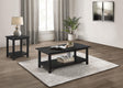 Payne 2-piece coffee and end table set front view in distressed Java finish
