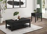 Concord 2-piece coffee and end table set in distressed java finish, front view