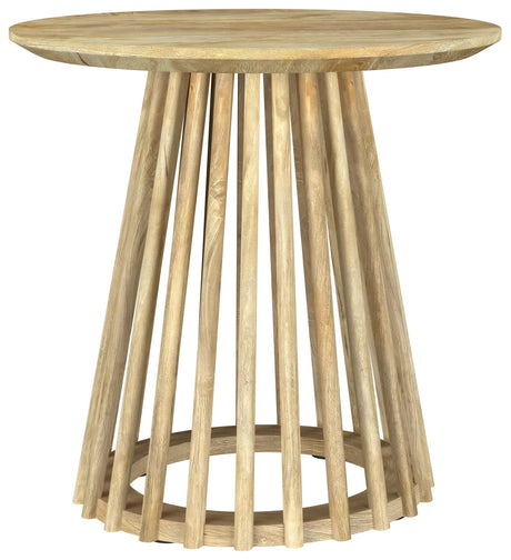 Touhy Round Solid Mango Wood End Table, front view