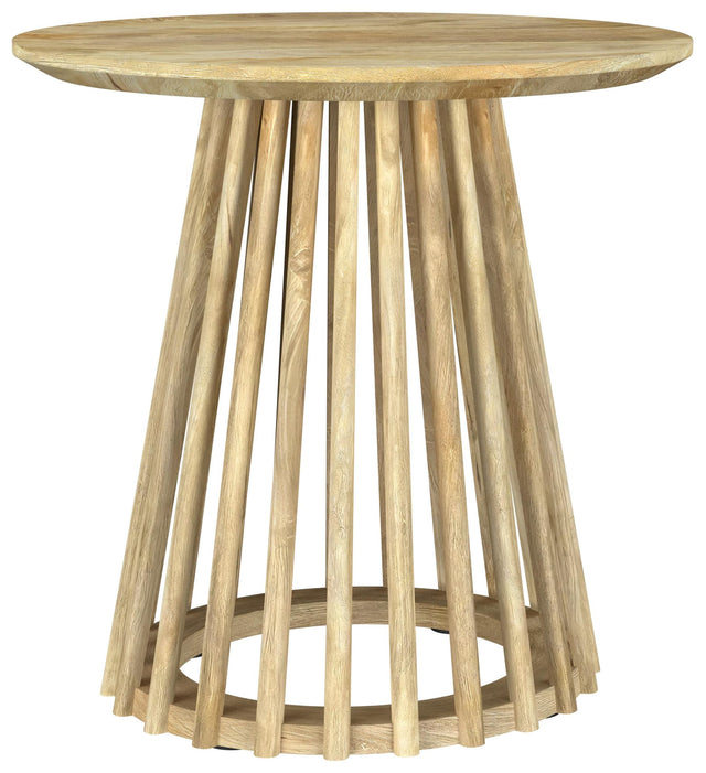 Touhy Round Solid Mango Wood End Table, front view