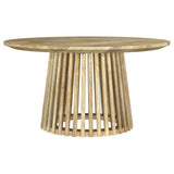 Touhy round mango wood cocktail coffee table front view