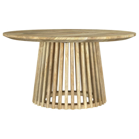 Touhy round mango wood cocktail coffee table front view