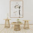 Touhy round coffee table in natural mango wood, front view